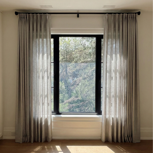 Cove Collection semi-sheer custom drapery in Limestone — handcrafted midweight curtains by Thoa Home
