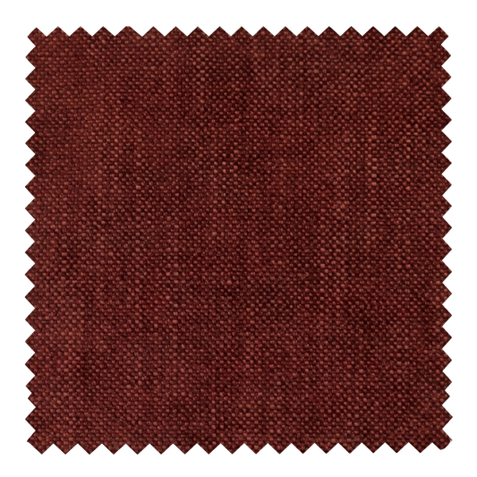 Sienna deep iron-rust red fabric swatch from the Lune collection by Thoa Home featuring a dense, pebbled texture.