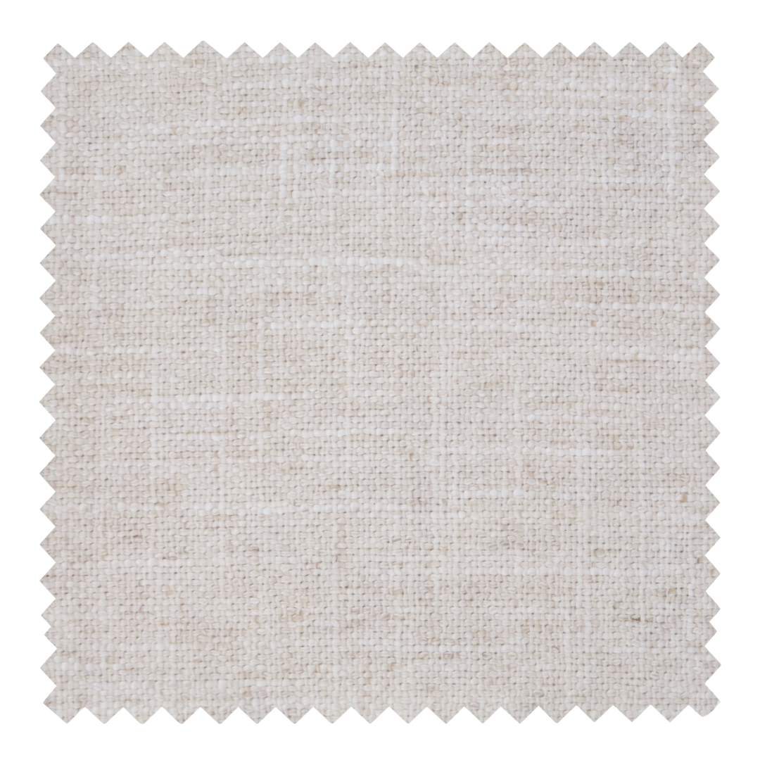 Feather speckled off-white cotton blend fabric swatch from the Nest collection by Thoa Home featuring visible fibre flecks.