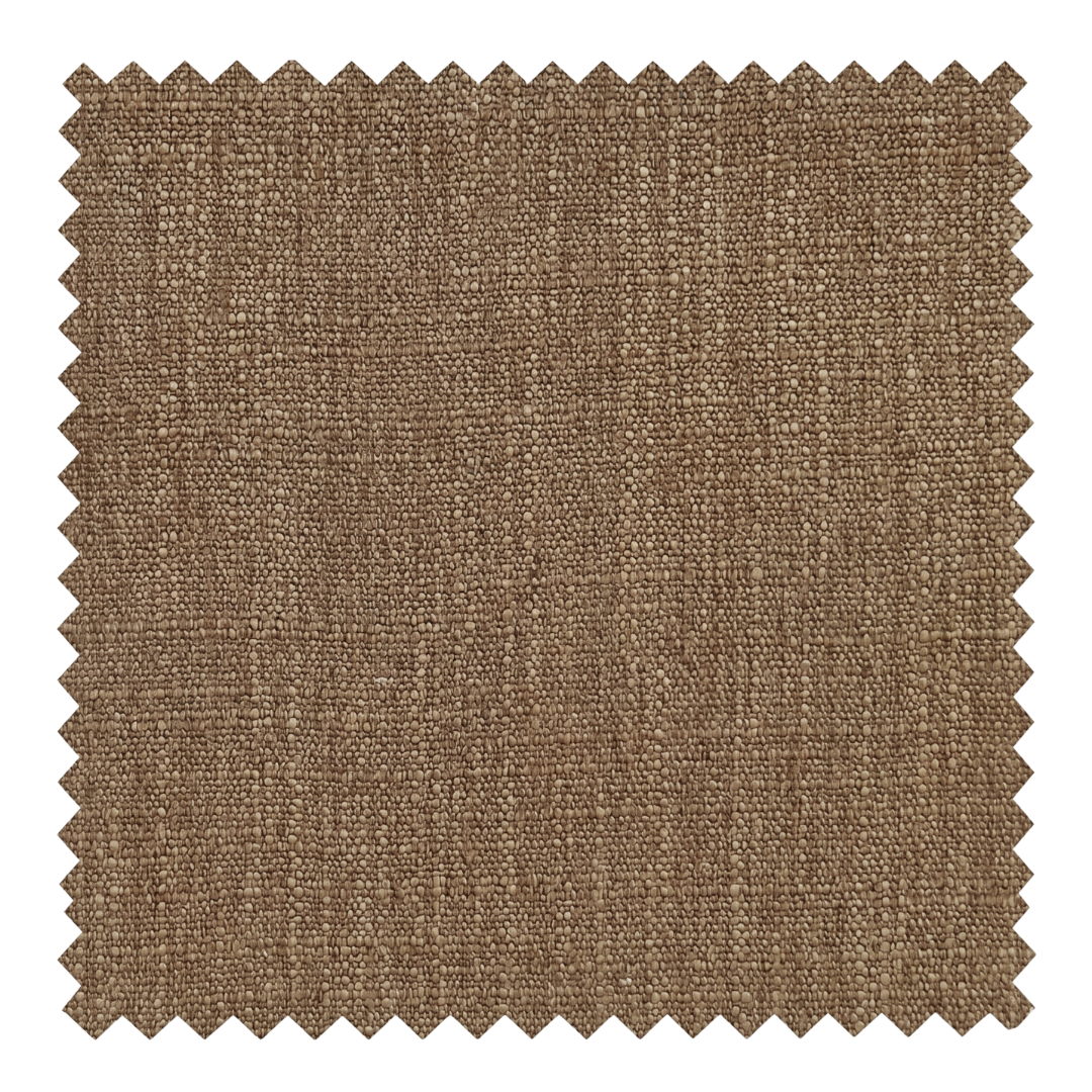 Amber honeyed tobacco brown linen blend fabric swatch from the Reve collection by Thoa Home with a micro-textured surface.