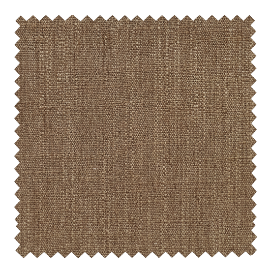 Amber honeyed tobacco brown linen blend fabric swatch from the Reve collection by Thoa Home with a micro-textured surface.