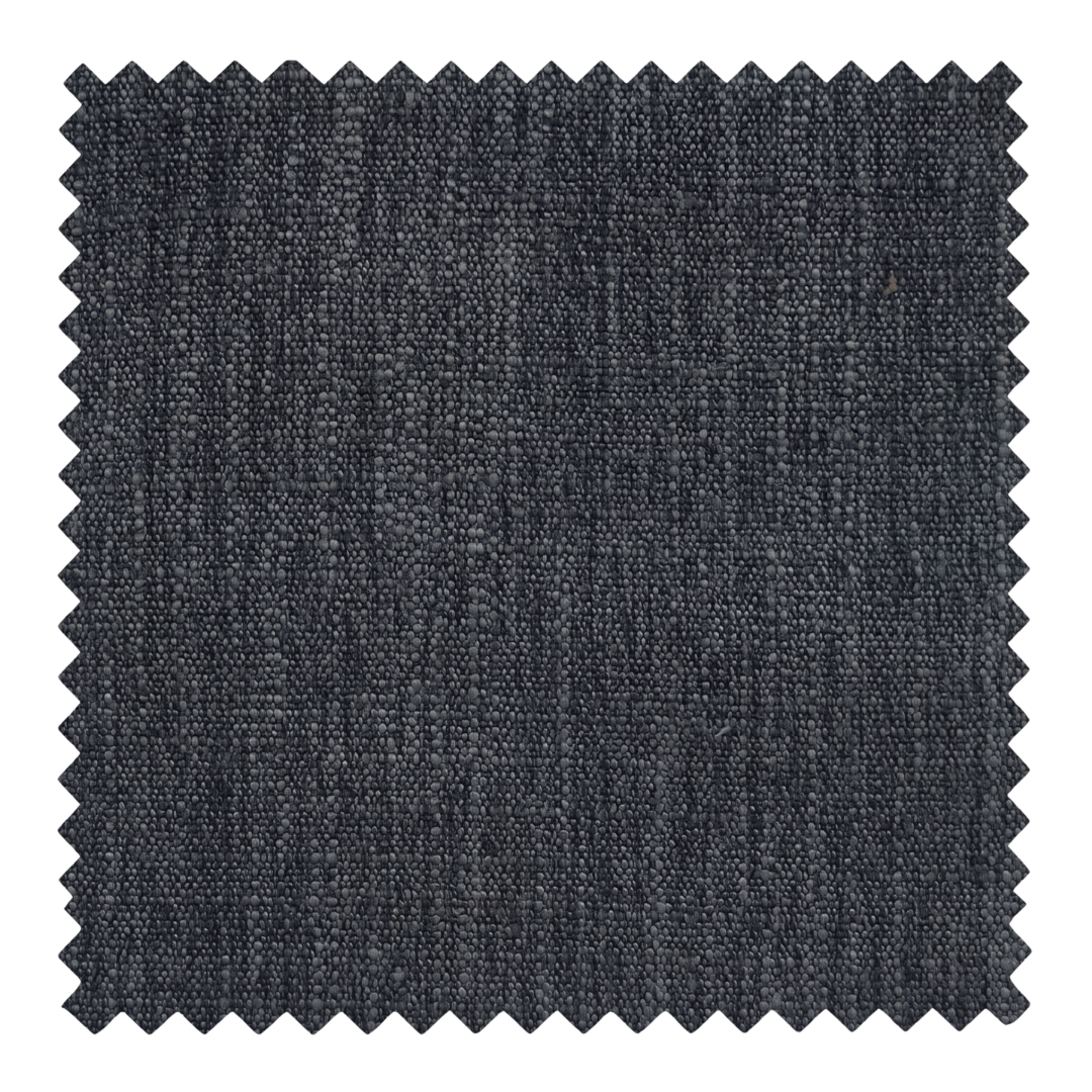 Obsidian charcoal black linen blend fabric swatch from the Reve collection by Thoa Home with a micro-textured surface.