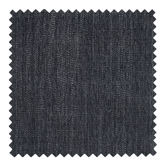 Obsidian charcoal black linen blend fabric swatch from the Reve collection by Thoa Home with a micro-textured surface.