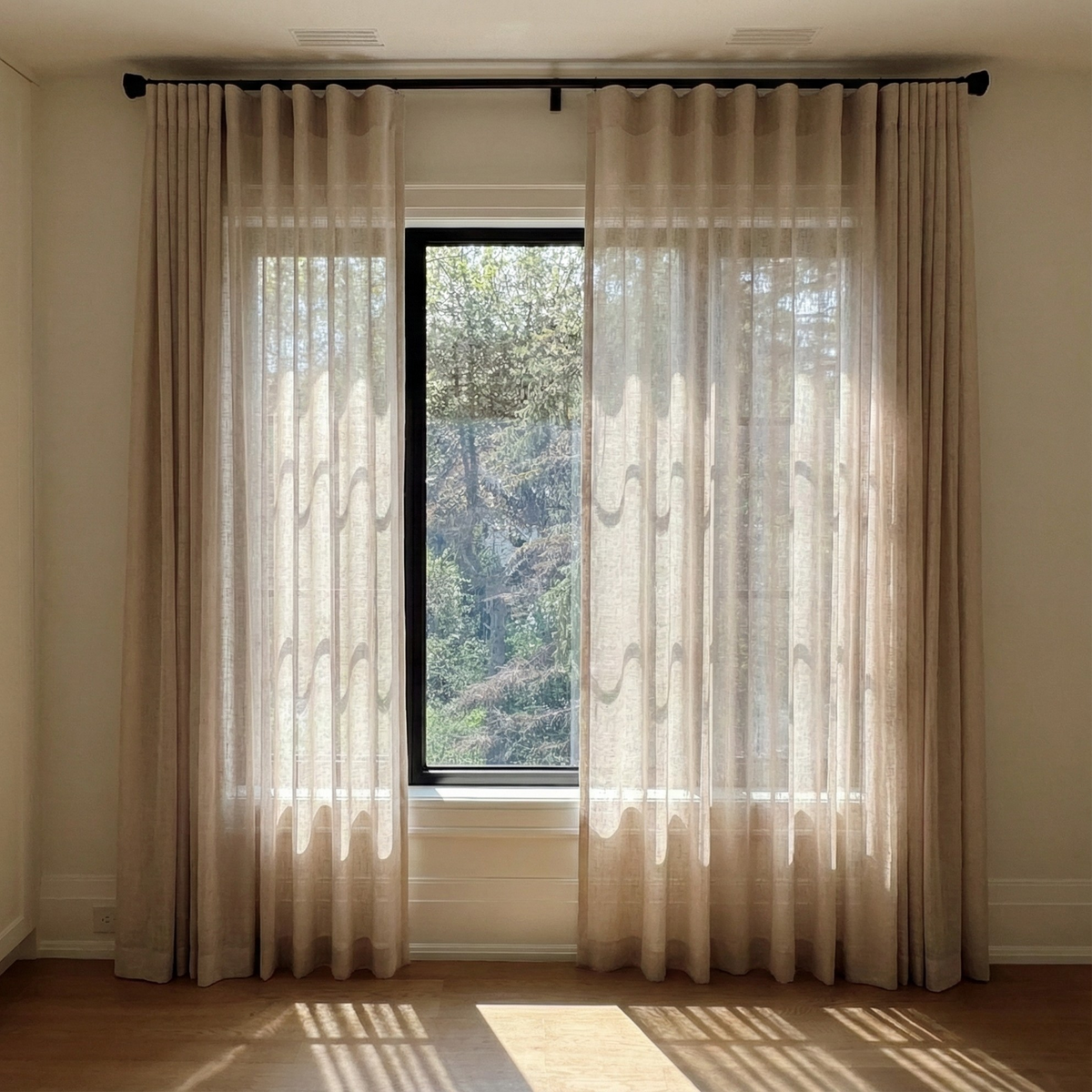 Vale Collection semi-sheer custom drapery in Fawn — handcrafted linen blend curtains by Thoa Home